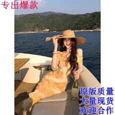 批发木子李的李氛围感无袖荡领雪纺连衣裙显白垂感收腰包臀鱼尾长裙夏