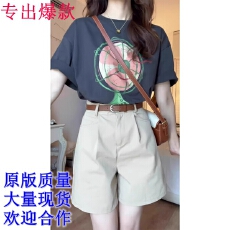 批发<b class='q'>气质</b>女神范高端小个子穿搭一整套洋气时尚T恤短<b class='q'>裤</b>两件套<b class='q'>装</b>女夏<b class='q'>装</b>