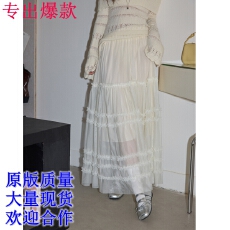 批发吵吵家高级感白色木耳边<b class='q'>网纱</b>半身裙女2026春季蛋糕蓬蓬裙A字<b class='q'>长裙</b>