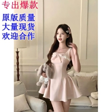 批发浅粉色甜美公主花边<b class='q'>连衣裙</b> 少女收腰蓬蓬裙<b class='q'>可爱</b>裙子 shebyshj越南