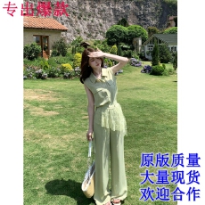 批发西恩<b class='q'>定制</b>薄荷之夏 日常偏爱 松弛老钱无袖套装LNX6TZ3752