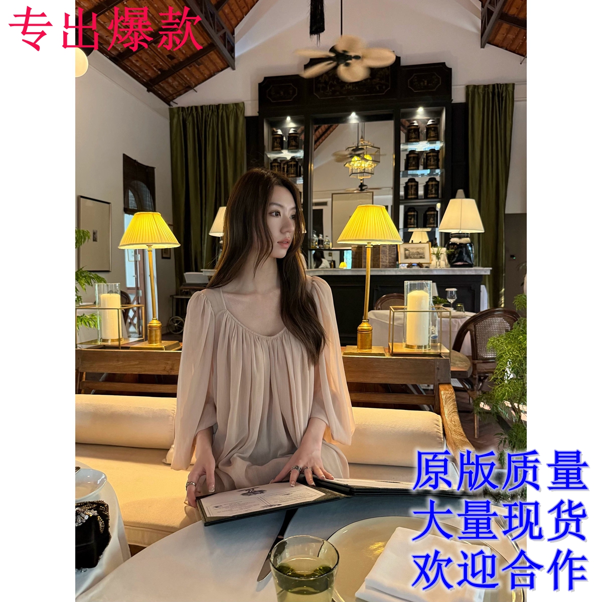 gakee official 프랑스식 벌룬 소매 시폰 셔츠 여성 봄 여름 와이드 밑단 핀치 Pleat 마이크로 ~을 통해 패키지 어깨 셔츠