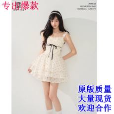 批发POPWEST | 原创千金甜美风波点无袖<b class='q'>连衣裙</b>生日裙鱼骨<b class='q'>蓬蓬</b>短裙