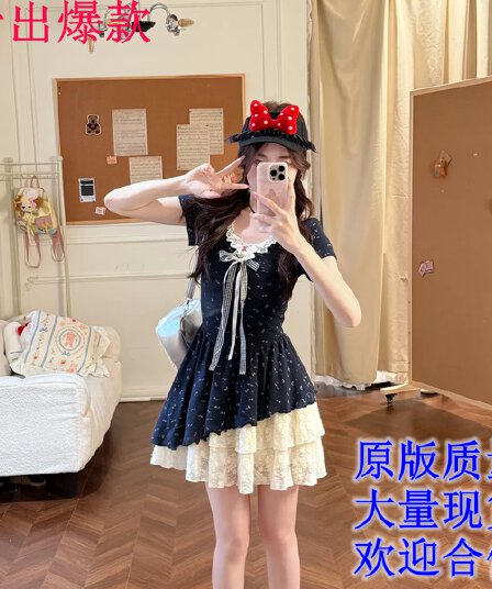 직물 돼지 블루 섬 꽃 시리아 달콤한 욕망 바람 반팔 여성 드레스 여름 꽃무늬 치마 해변가 휴가 작은 짧은 치마