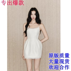 批发avenement/蕾丝吊带<b class='q'>花苞</b>裙/收腰<b class='q'>连衣裙</b>短裙黑色裙子小黑裙女夏季