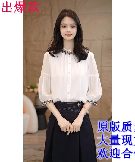더블 색상 반팔 고급 센스 새로운 셔츠 셔츠 캐주얼 품격 여성 품질