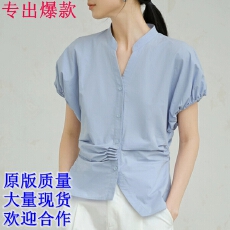批发<b class='q'>亦</b><b class='q'>谷</b>高级感短袖t恤雪纺衬衫女装2026夏新款收腰小衫减龄气质上衣