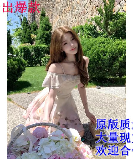 q 여자 집 신제품 95 접기 이슬 조정 향기로운 유화 센스 부드러운 둘 착용 연꽃 잎 반팔 꽃무늬 드레스