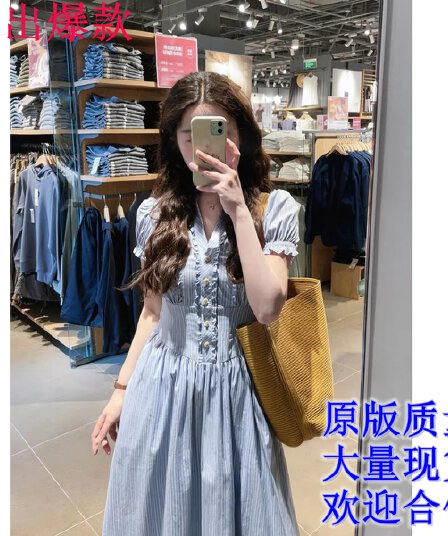 cpaia 茜 파이 우아한 안개 블루 그리드 주문 제직 체크무늬 감기 품격 서있는 자르다 허리 인감 종이 사람들 셔츠 드레스