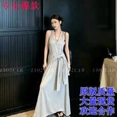 批发韩系<b class='q'>通勤</b>度假风绑带背心长裙 设计感收腰显瘦无袖气质连衣裙女