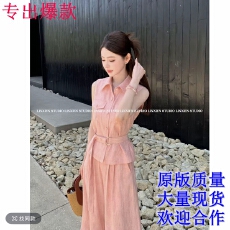 批发西恩<b class='q'>定制</b>●老钱格调老钱智性风无袖上衣+阔腿裤套装