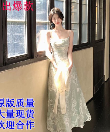 하나부터 순간 가을 수영장 늦게 棠 3 차원 꽃무늬 광장 칼라 슬립 드레스 허리 수축 슬림해 보이는 요정 치마