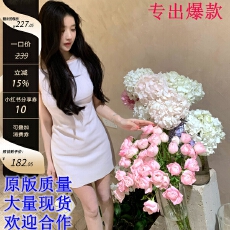 批发实穿领域不费力美女感 韩系低饱和度一字领连衣裙瑞秋裙