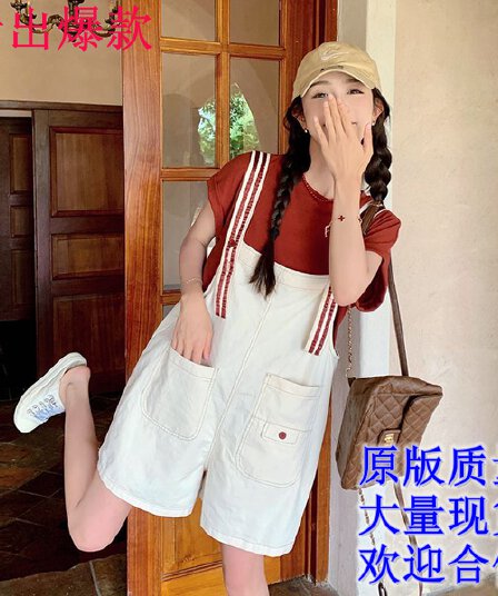 한 부서 연령 감소 멜빵 바지 여성복 2026 여름 새로운 캐주얼 올인원 와이드 레그 팬츠 반바지 티셔츠 투피스 세트
