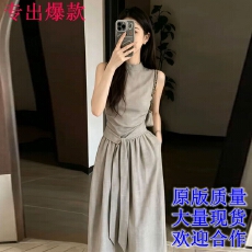 批发老钱风连衣裙女2026<b class='q'>春</b>夏款长裙子巨好看特别漂亮掐腰法式初夏季