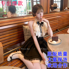 批发Tomoyois蔷薇夜昙 日系千金感挂脖蛋糕蝴蝶结<b class='q'>蓬蓬裙</b><b class='q'>连衣裙</b>