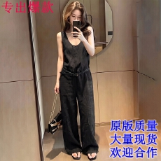 批发复古工装大口袋无袖背心式长款阔腿<b class='q'>连体裤</b><b class='q'>202</b>6简约垂感通勤百搭