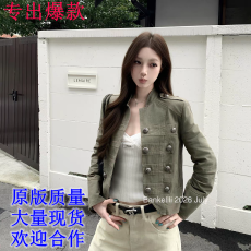 批发板栗可可Bankelili'拿破仑'立领排扣牛仔外套女小众设计短款夹克