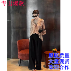 批发高级感法式小众v领印花雪纺衫女秋季新款设计感洋气减龄<b class='q'>百搭</b>上衣