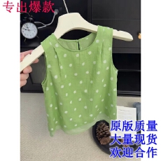 批发和夏天很搭~韩系ins风波点系带蝴蝶结<b class='q'>无袖</b>衬衫女2026超火减龄上衣