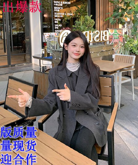 케이크를 잘라 직접 만든 작은 키 새로운 가을 겨울 치마 아이들 모직 외투 드레스 회색 작은 샤넬 스타일 잘 생긴 세트