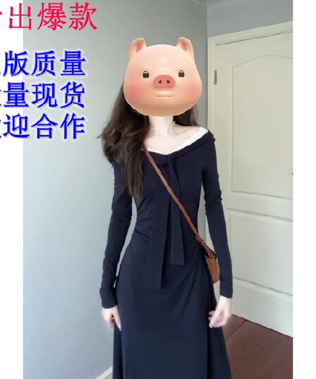 2026 가을 겨울 새로운 느긋한 바람 페이크 레이어드 레이스업 여성 드레스 디자인 센스 슬림해 보이는 인사이드 가져 가라. 니트 롱 스커트