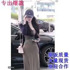 批发WW定制轻氧韩女显瘦气质张元英<b class='q'>明星</b><b class='q'>同款</b>小众设计感开衫连衣裙
