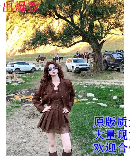 평생 로마의 코코아 나이트 가을 새로운 품격 패션 쇼트 스타일 긴팔 재킷 슬림해 보이는 드레스