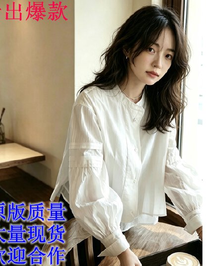 부드러운 빛 남자 실 26ss 이른 봄 신제품 100 개 면 100% 프랑스식 거품 소매 흰 셔츠