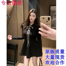 批发luna潞娜12.8新品针织<b class='q'>连衣裙</b>张元英风格少女翻领收腰<b class='q'>蓬蓬裙</b>超短裙
