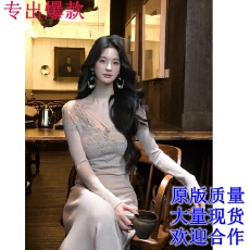 批发从一时刻暗香法式纯欲露肩蕾丝绑带针织<b class='q'>连衣裙</b>温柔显瘦气质裙