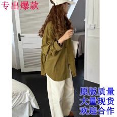 批发春秋季复古灯芯绒衬衫女长袖2026时尚宽松百搭翻领慵懒风时髦衬衣