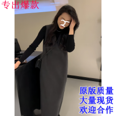 批发毛呢背心<b class='q'>连衣裙</b>女<b class='q'>春秋</b>新款高端法式复古气质v领外穿马甲背带裙子