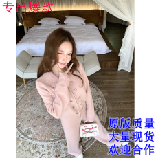 批发直播爆款 韩女舒适区文文私服 小香翻领上衣 针织<b class='q'>裤子</b>套装