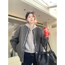 批发实拍<b class='q'>秋</b>冬美式复古加厚毛呢棒球服休闲设计感外套