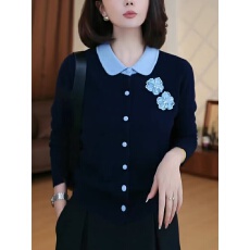 批发撞色设计感2025冬季新款羊绒<b class='q'>针织衫</b>韩版洋气减龄单排扣长袖上衣女