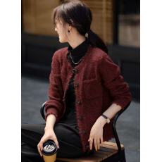 批发小香风毛边长袖贴袋<b class='q'>短款</b><b class='q'>针织</b><b class='q'>开衫</b>2025春秋冬季新款女<b class='q'>针织</b><b class='q'>开衫</b>