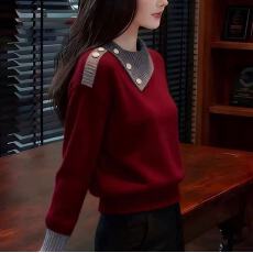 批发灰色翻领毛衣女士2026新年新款慵懒风软糯<b class='q'>宽松</b>减龄内搭针织衫上衣