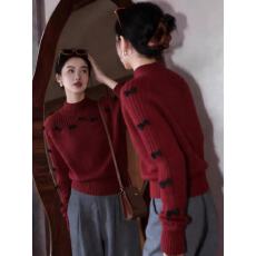 批发蝴蝶结半高领软糯毛衣女2026新年秋<b class='q'>冬</b>季时尚洋气减龄内搭针织上衣