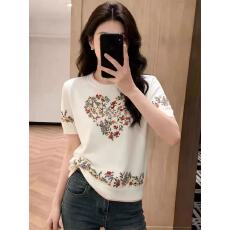 批发法式爱心碎花短袖针织衫女2026<b class='q'>夏</b>季新款圆领百搭高级感休闲上衣服