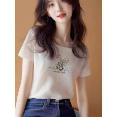 批发韩版设计感白色短袖t恤女2026<b class='q'>夏</b>季新款独特上衣超好看显瘦打底衫