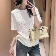批发2026夏季<b class='q'>新款</b>时尚简约烫钻满天星短袖T恤女宽松显瘦百搭圆领上衣