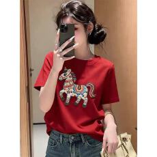 批发2026夏季新款圆领马年本命年衣服针织上衣潮