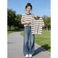 批发2026<b class='q'>夏</b>季新款韩里韩气黄色镂空设计短袖针织衫女修身显瘦内搭上衣
