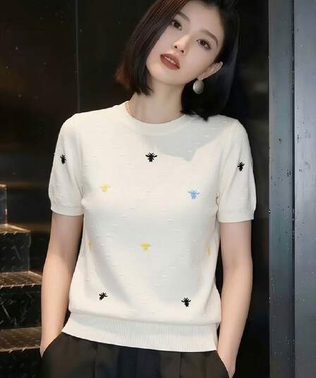 한 부서 패션 화이트 라운드 넥 반팔 티셔츠 여성 2026 여름 새로운 느긋한 루즈핏 캐주얼 맨위