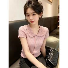 批发甜妹风粉色镂空娃娃领针织<b class='q'>开衫</b>女2026夏季新款精致漂亮设计感上衣
