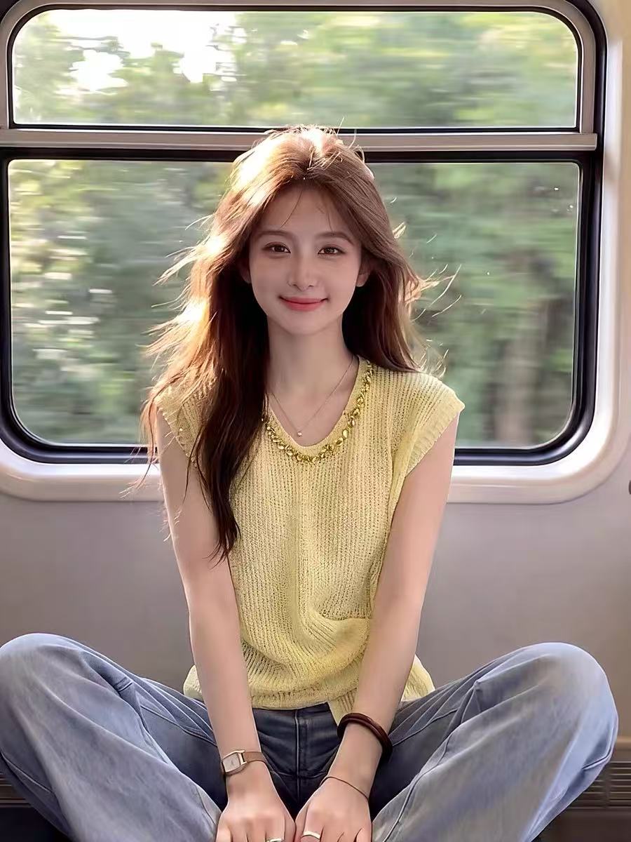 프랑스식 무거운 작업 다이아몬드 세팅 Feifei 소매 짠 셔츠 여성 여름 섹션 연령 감소 외국 가스 긍정적 인 어깨 의류