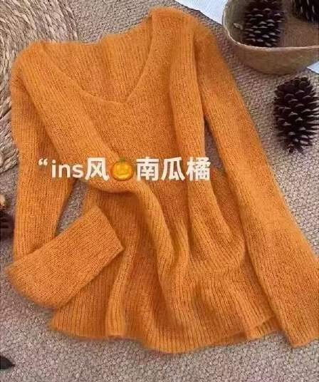 한 부서 V넥 고급 센스 긴팔 니트 스웨터 여성 가을 겨울 새로운 루즈핏 캐주얼 느슨함 센스 패션 다용도 맨위