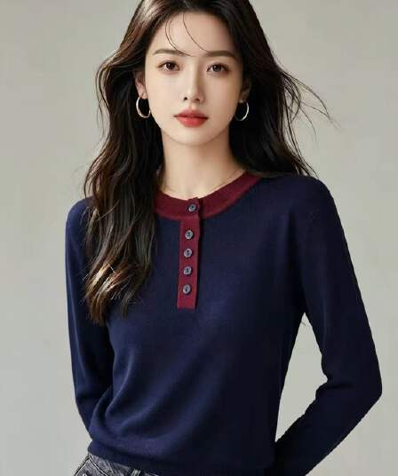 프랑스식 배색 POLO 칼라 니트 반팔 티셔츠 여성 가을 2026 섹션 다용도 슬림해 보이는 한 부서 아름다운 캐주얼 맨위
