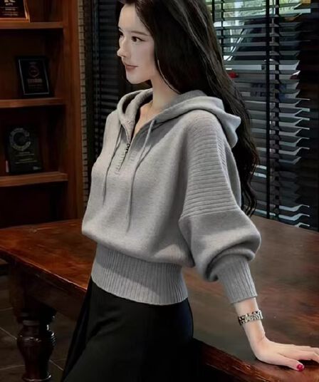 한 부서 분위기 센스 착용 가져 가라. 후드 스웨터 여자 가을 겨울철 느긋한 루즈핏 허리 수축 슬림해 보이는 인사이드 가져 가라. 만나는 니트 스웨터